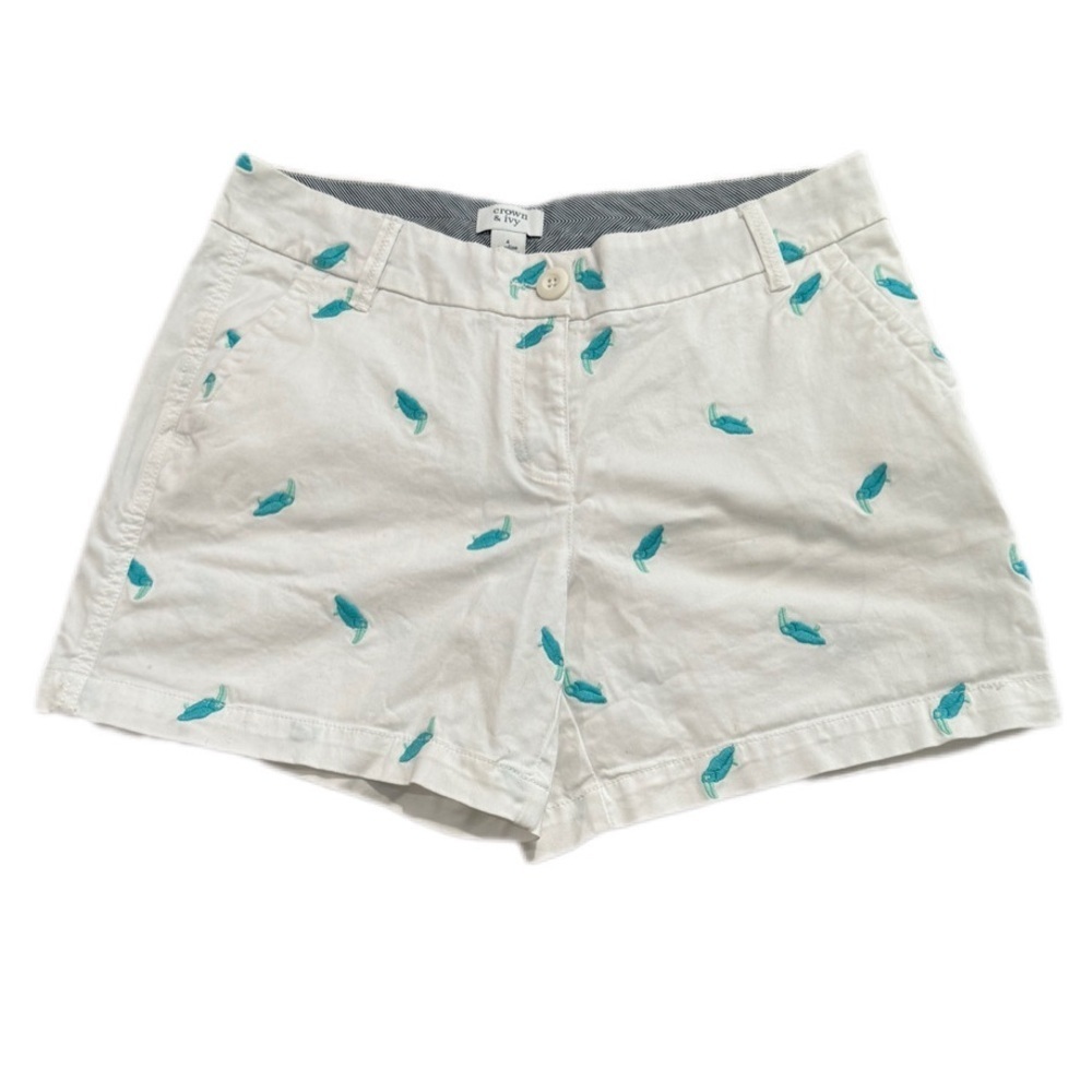 CROWN & IVY Size 4 Embroidered Bird Print Caroline Shorts